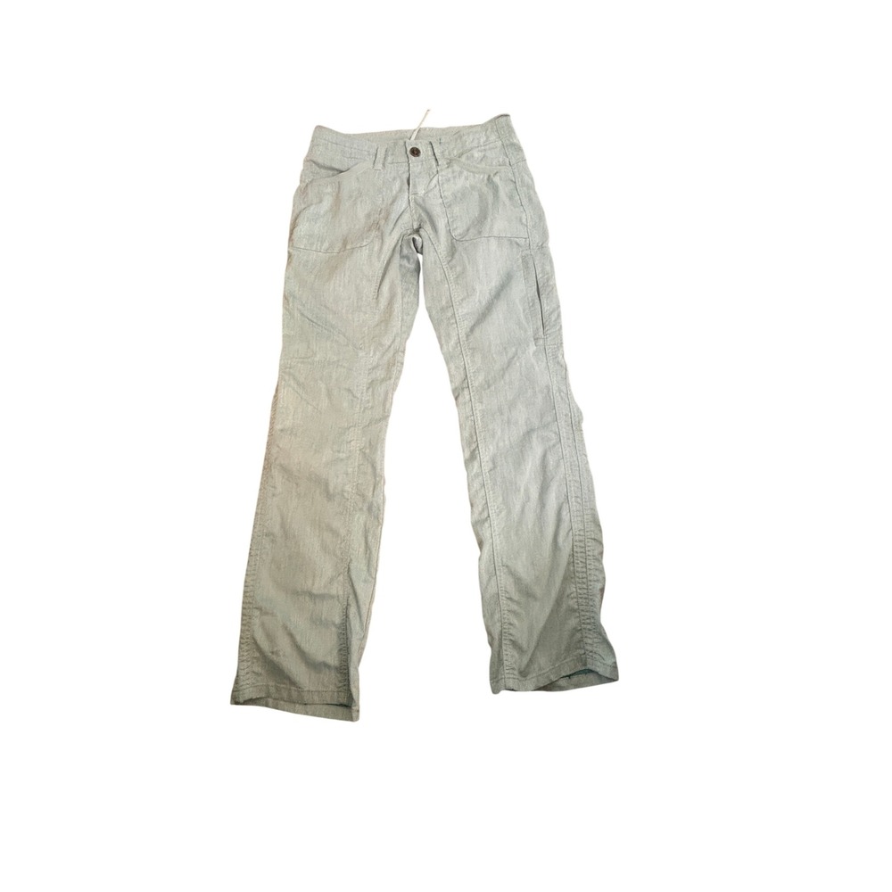 Kuhl Pants Women 0 Short Sage Green Herringbone Cotton Linen Hiking Outdoor